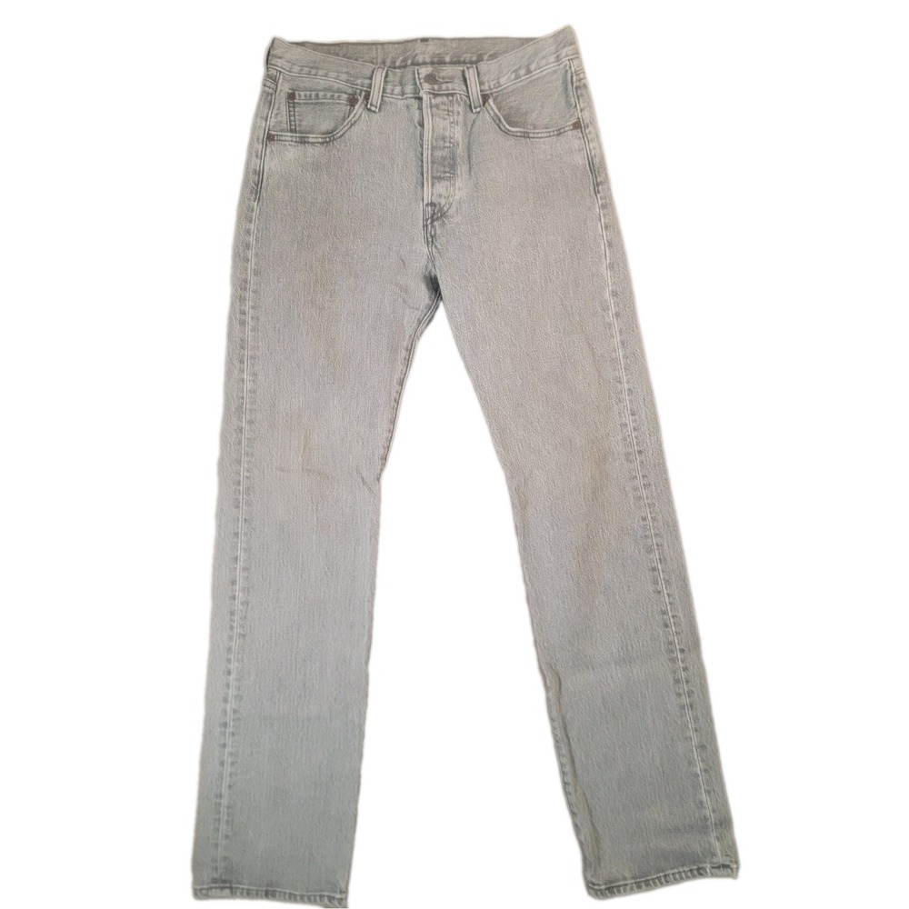 Vintage Levis 501 Jeans Mens 29x32 Button Fly Gray Acid Marble Wash Denim 90s